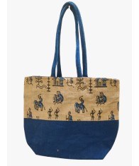 Blue Kalamkari Design Jute Bag