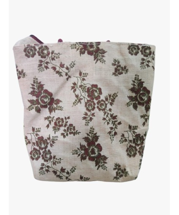 Floral Print Jute Hand/Lunch Bag