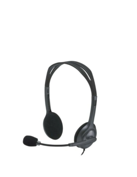 Logitech Wired On Ear Headphones With Mic Black
