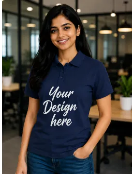Custom Upload Design Polo Collar T-Shirt – 240 GSM Pure Combed Cotton