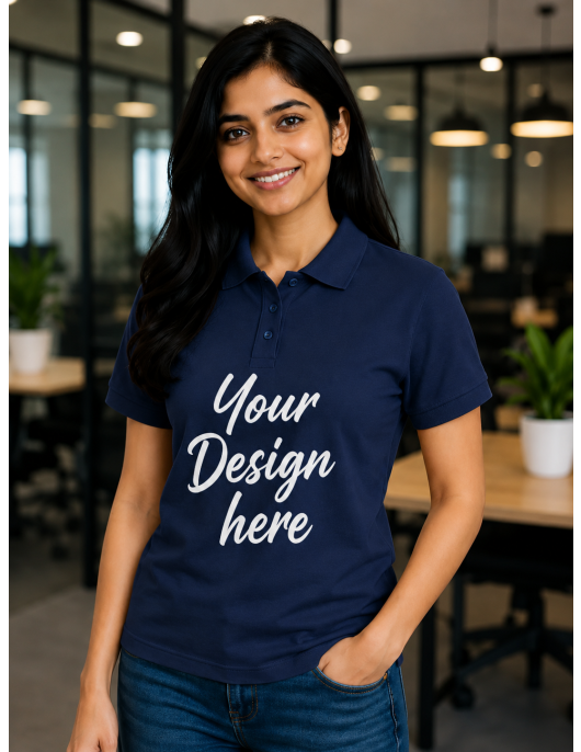 Custom Upload Design Polo Collar T-Shirt – 240 GSM Pure Combed Cotton