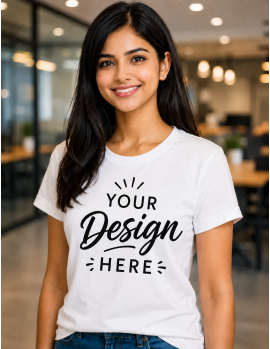 Custom Upload Design Round Neck T-Shirt – 200 GSM Pure Cotton