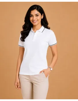250 GSM Cotton Blend Polo T-Shirt with Striped Collar
