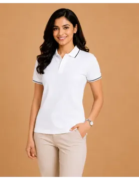 250 GSM Cotton Blend Polo T-Shirt with Striped Collar