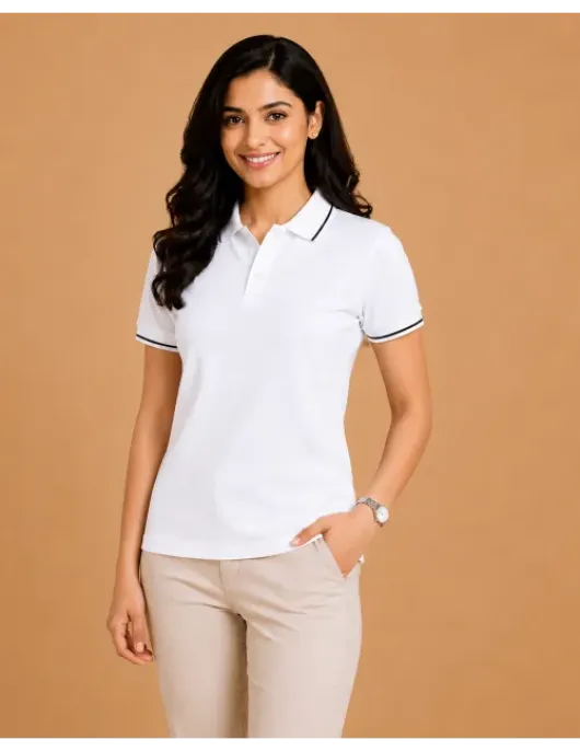 250 GSM Cotton Blend Polo T-Shirt with Striped Collar