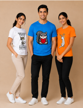 Pack of 3 Printed Round Neck T-Shirts for Men &amp; Women