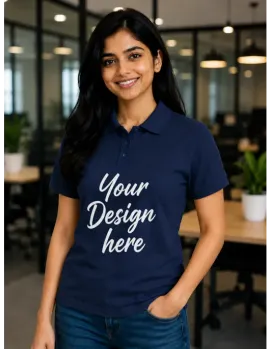 Custom Upload Design Polo Collar T-Shirt – 240 GSM Blended Cotton