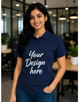 Custom Upload Design Polo Collar T-Shirt – 240 GSM Blended Cotton