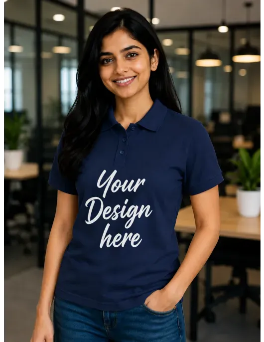 Custom Upload Design Polo Collar T-Shirt – 240 GSM Blended Cotton