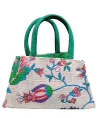 Butterfly Print Jute Mini Purse