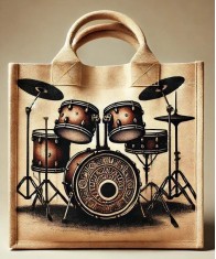  Drums Print Jute Carry/Lunch Bag