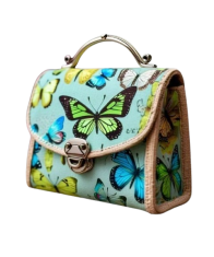 Butterfly Print Jute Mini Purse