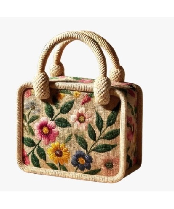 Floral Print Mini Jute Purse