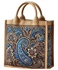 Blue Kalamkari Design Jute Bag