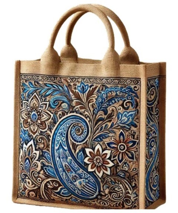 Blue Kalamkari Design Jute Bag