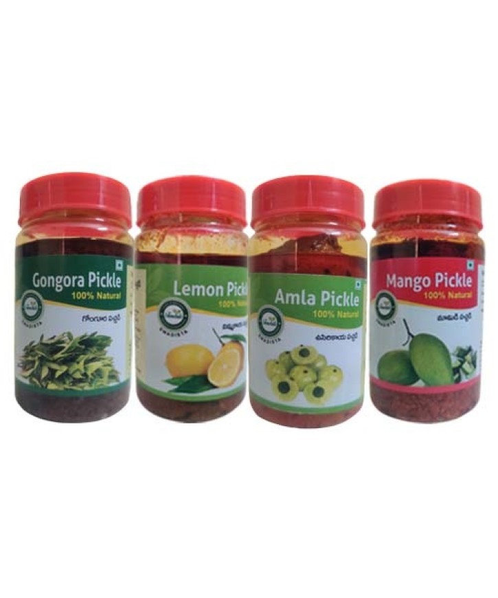 Combo Pickles Pack of 4 Amla,Mango,Gongura,Lemon