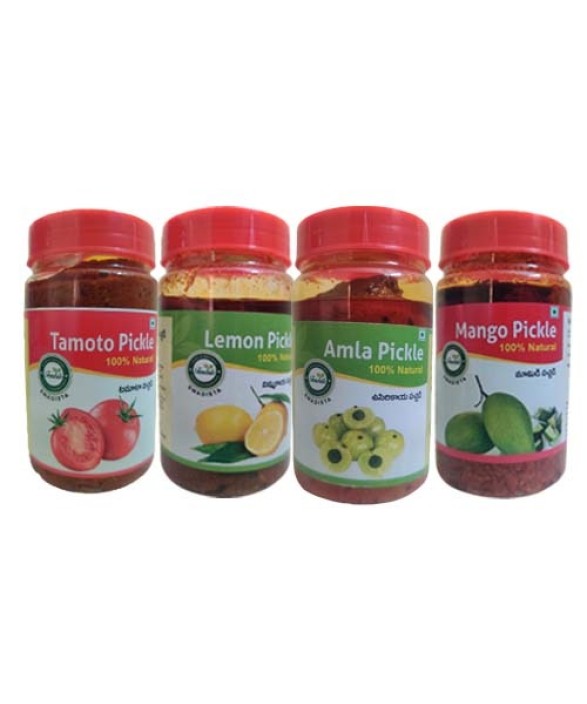 Combo Pickles Pack of 4 Mango, Lemon, Tomato, Amla
