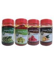 Combo Pickles pack of 4 Ginger, Pandu Mirchi, Gongura, Amla