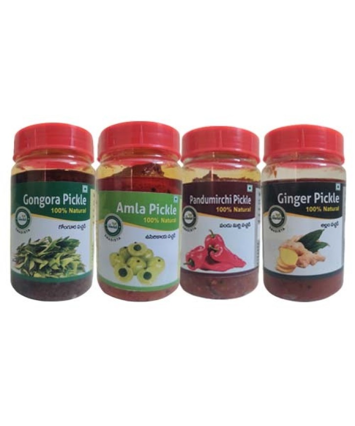 Combo Pickles pack of 4 Ginger,Pandumirchi,Gongura,Amla
