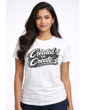 Modern Script Art White T-Shirt – Stylish Comfort Fit