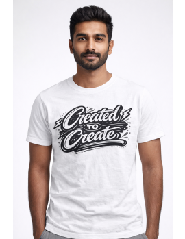 Modern Script Art White T-Shirt – Stylish Comfort Fit