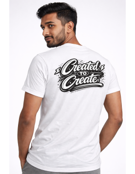 Modern Script Art White T-Shirt – Stylish Comfort Fit