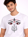Divine Devi Trishul Eyes Graphic White T-Shirt for Women