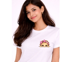 Uniwear Cute Baby Girl Peek Graphic White T-Shirt