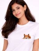 Uniwear Playful Squirrel Peek-Out Pocket Style White Tee