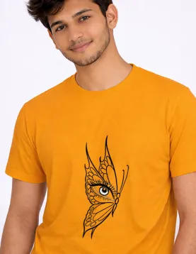 Uniwear Round Neck T-Shirt with Butterfly Eye Graphic Print
