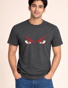 Uniwear Fierce Eyes Graphic Print Round Neck T-Shirt