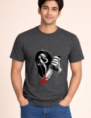 Scream Ghost Graphic Print Round Neck T-Shirt