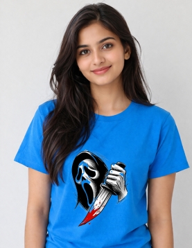 Scream Ghost Graphic Print Round Neck T-Shirt