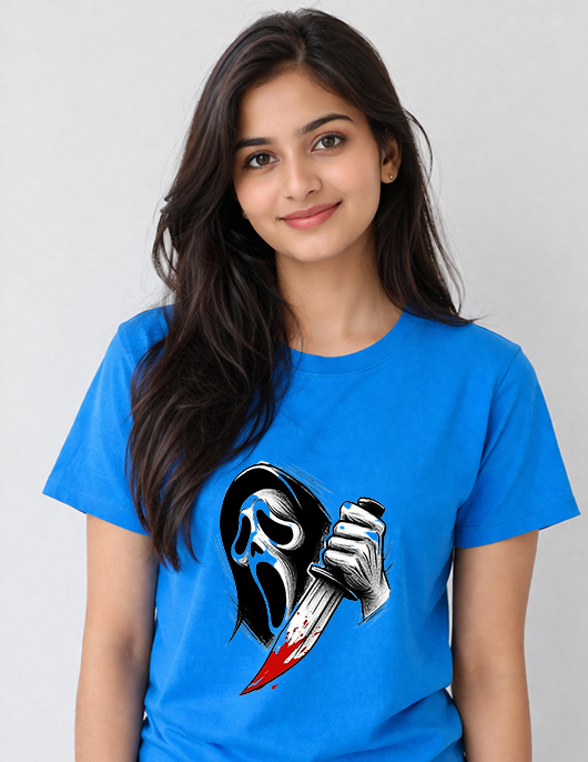 Scream Ghost Graphic Print Round Neck T-Shirt