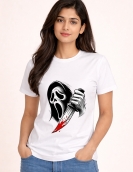 Scream Ghost Graphic Print Round Neck T-Shirt
