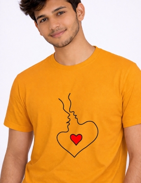 Round Neck T-Shirt – Heart Line Art Back Print