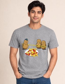 "Crime Scene" Funny Potato French Fries Graphic T-Shirt