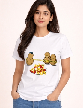 "Crime Scene" Funny Potato French Fries Graphic T-Shirt