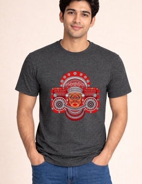 Kerala Culture Theyyam Face Red Graphic Tee