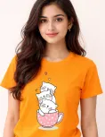 Cute Sleeping Kittens in Teacup Graphic Print T-Shirt