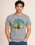 Artistic Watercolor Peacock Graphic Print Oversized T-Shirt