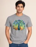Artistic Watercolor Peacock Graphic Print Regular Fit T-Shirt