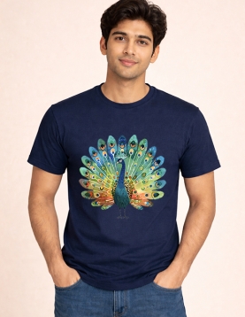 Artistic Watercolor Peacock Graphic Print Oversized T-Shirt