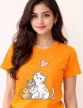 Cute Anime Mother Cat and Kittens Aesthetic T-Shirt