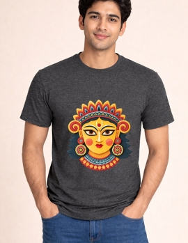 Maa Durga Graphic Print Art Aesthetic Regular Fit T-Shirt