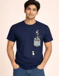Cute Pandas in Pocket Graphic Print Regular Fit T-Shirt