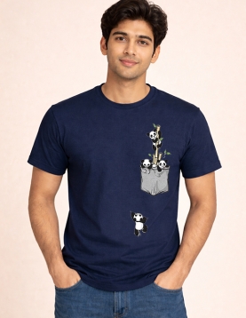 Cute Pandas in Pocket Graphic Print Oversized T-Shirt