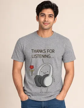 Thanks For Listening Cute Headphones Graphic Print Oversized T-Shirt
