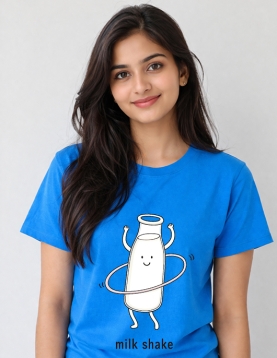 Milk Shake Funny Food Pun Graphic Print Oversized T-Shirt