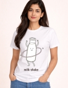 Milk Shake Funny Food Pun Graphic Print Oversized T-Shirt
